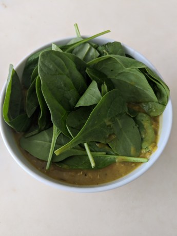 curried lentil soup with spinach